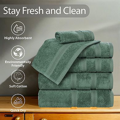 SUPERIOR Smart Dry 8-Piece Zero Twist Cotton Towel Set