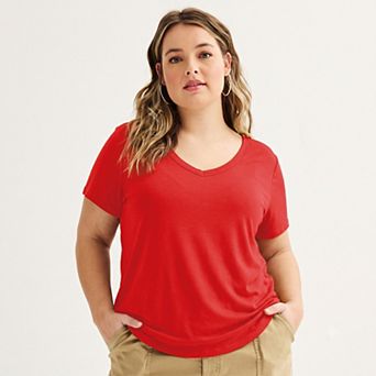 Juniors' Plus SO® Short Sleeve V-Neck Tee