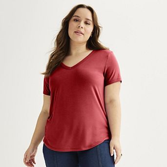 Juniors' Plus SO® Short Sleeve V-Neck Tee