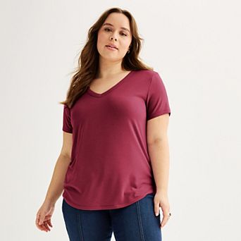 Juniors' Plus SO® Short Sleeve V-Neck Tee