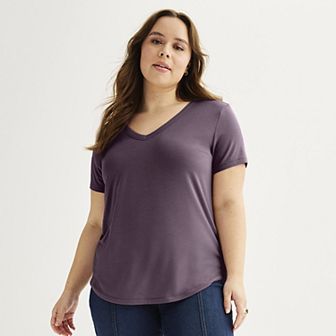 Juniors' Plus SO® Short Sleeve V-Neck Tee