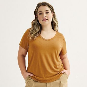 Juniors' Plus SO® Short Sleeve V-Neck Tee