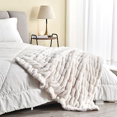 Cozy Soft Faux Fur Reversible Throw Blanket
