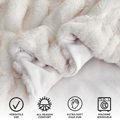 Cozy Soft Faux Fur Reversible Throw Blanket