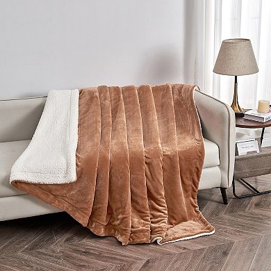 Madelinen® Plush to Sherpa Reversible Throw Blanket