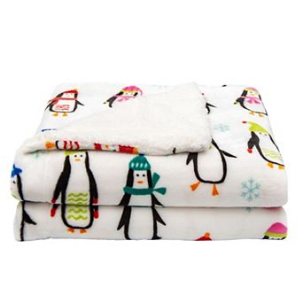 Holiday Printed Plush-to-Sherpa Throw Blanket