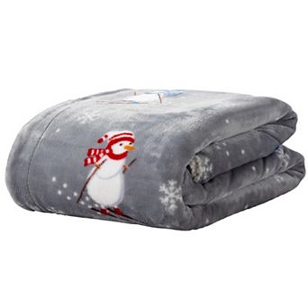 Holiday Printed Plush-to-Sherpa Throw Blanket