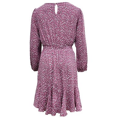 Girls 4-16 Three Pink Hearts Printed Knit Elastic Waist Dress