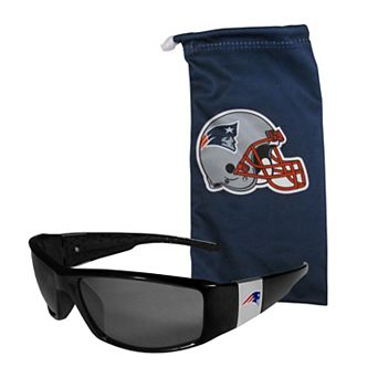 New England Patriots Chrome Wrap Sunglasses with Microfiber Bag