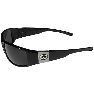 Green Bay Packers Chrome Wrap Sunglasses with Microfiber Bag