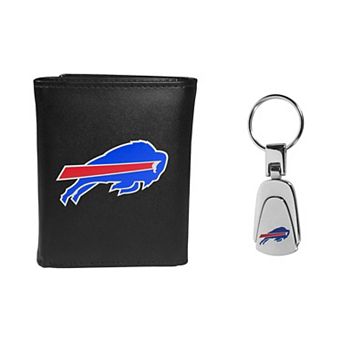 Buffalo Bills Tri-Fold Wallet and Steel Key Chain Set