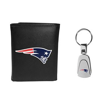 New England Patriots Tri-Fold Wallet and Steel Key Chain Set