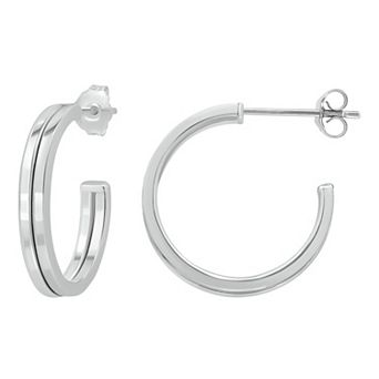 Aleure Precioso 18k Gold over Sterling Silver Polished Posted Hoop Earrings