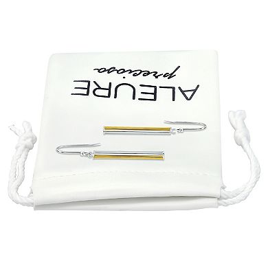 Aleure Precioso 18kt Gold over Sterling Silver Linear Drop Fishhook Earrings