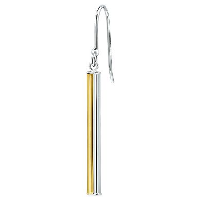 Aleure Precioso 18kt Gold over Sterling Silver Linear Drop Fishhook Earrings