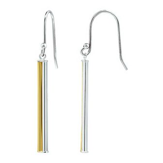 Aleure Precioso 18kt Gold over Sterling Silver Linear Drop Fishhook Earrings