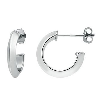 Aleure Precioso 18k Gold over Sterling Silver Polished Knife Edge Hoop Earrings
