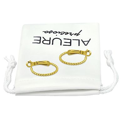 Aleure Precioso 18k Gold over Sterling Silver Twisted Hoop Earrings