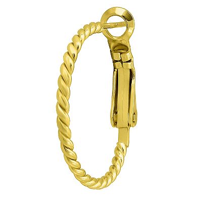 Aleure Precioso 18k Gold over Sterling Silver Twisted Hoop Earrings