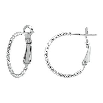 Aleure Precioso 18k Gold over Sterling Silver Twisted Hoop Earrings