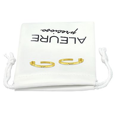 Aleure Precioso Sterling Silver Square Tubing Diamond Cut Hoop Earrings