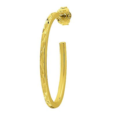 Aleure Precioso Sterling Silver Square Tubing Diamond Cut Hoop Earrings