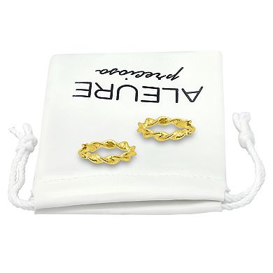 Aleure Precioso Sterling Silver Twist Hoop Earrings
