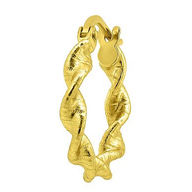 Aleure Precioso Sterling Silver Twist Hoop Earrings