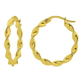 Aleure Precioso Sterling Silver Twist Hoop Earrings