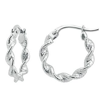 Aleure Precioso Sterling Silver Twist Hoop Earrings