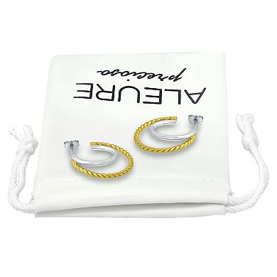 Aleure Precioso Sterling Silver Double Graduated Posted Hoop Earrings