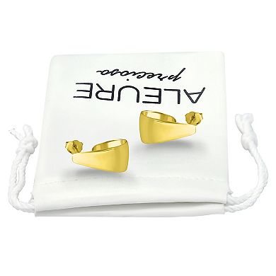 Aleure Precioso Sterling Silver Graduated "J" Posted Hoop Earrings