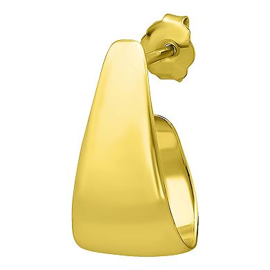 Aleure Precioso Sterling Silver Graduated "J" Posted Hoop Earrings