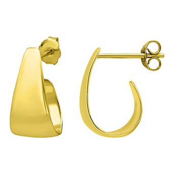 Aleure Precioso Sterling Silver Graduated "J" Posted Hoop Earrings