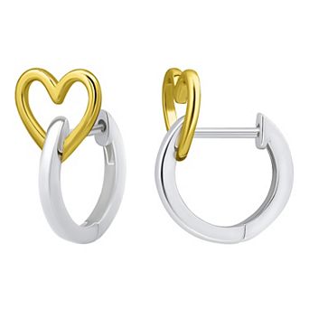 Aleure Precioso Sterling Silver Heart Huggie Hoop Earrings