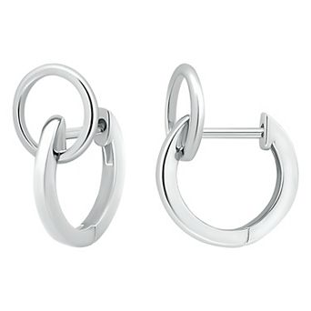 Aleure Precioso Sterling Silver Open Circle Huggie Hoop Earrings