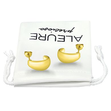 Aleure Precioso Sterling Silver Polished Graduated Posted Hoop Earrings