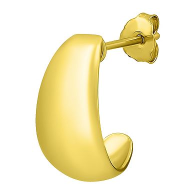 Aleure Precioso Sterling Silver Polished Graduated Posted Hoop Earrings