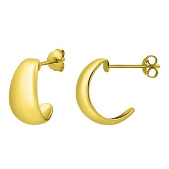 Aleure Precioso Sterling Silver Polished Graduated Posted Hoop Earrings