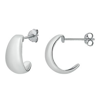 Aleure Precioso Sterling Silver Polished Graduated Posted Hoop Earrings