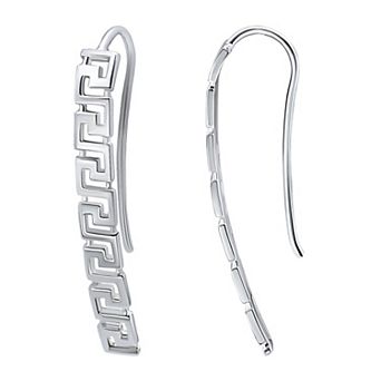 Aleure Precioso Sterling Silver Greek Key Linear Drop Earrings