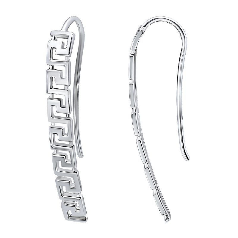 Junior Jewels Sterling Silver Greek Key Hoop Earrings