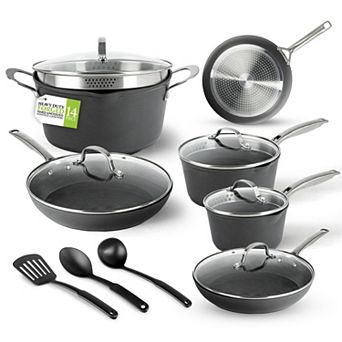 Granitestone Diamond Armor Max 14 pc Hard Anodized Heavy Duty 4-Layer Ultra Release Nonstick Cookware Set