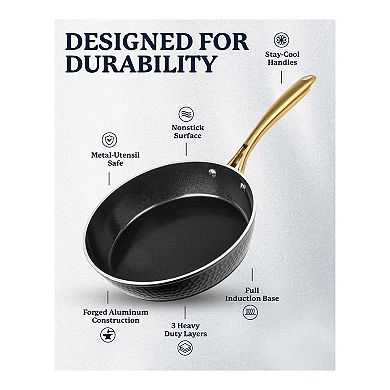 Granitestone Diamond Charleston Collection 15-Piece Hammered Nonstick Cookware Set with Utensils