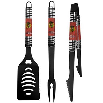 NHL Chicago Blackhawks 3 pc Black Tailgater BBQ Set