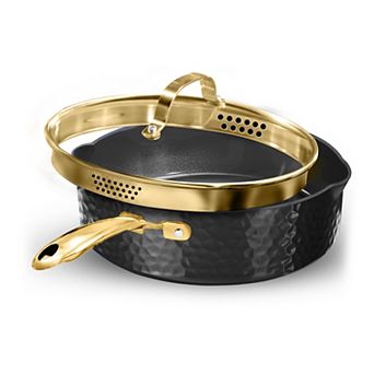 Granitestone Diamond Charleston Collection 4-qt Hammered Nonstick Deep Sauté Pan with Strainer Glass Lid