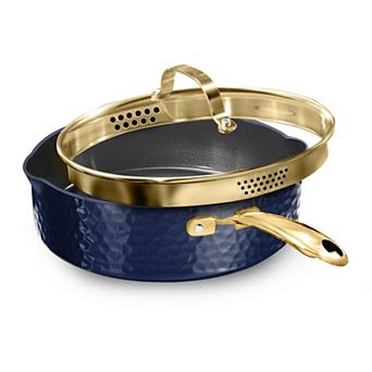 Granitestone Diamond Charleston Collection 4-qt Hammered Nonstick Deep Sauté Pan with Strainer Glass Lid
