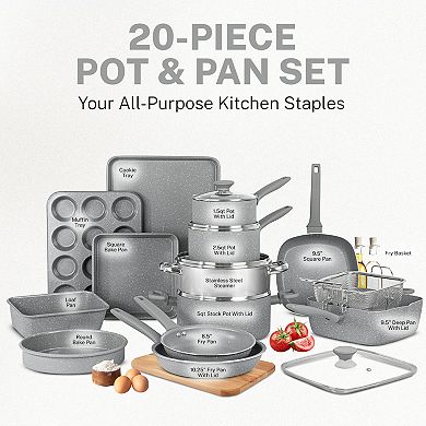 Granitestone Diamond Desert Collection 20-Piece Nonstick Cookware Set