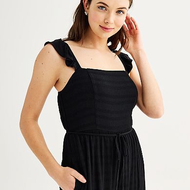 Juniors' Live To Be Spoiled Woven Sleeveless Jumpsuit
