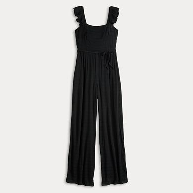 Juniors' Live To Be Spoiled Woven Sleeveless Jumpsuit